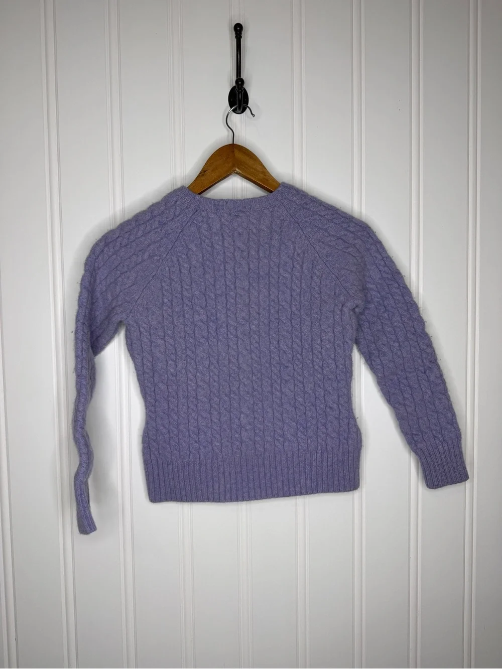Gap Vintage Girls Purple Lavender Cable Knit Lambswool Sweater Size M
